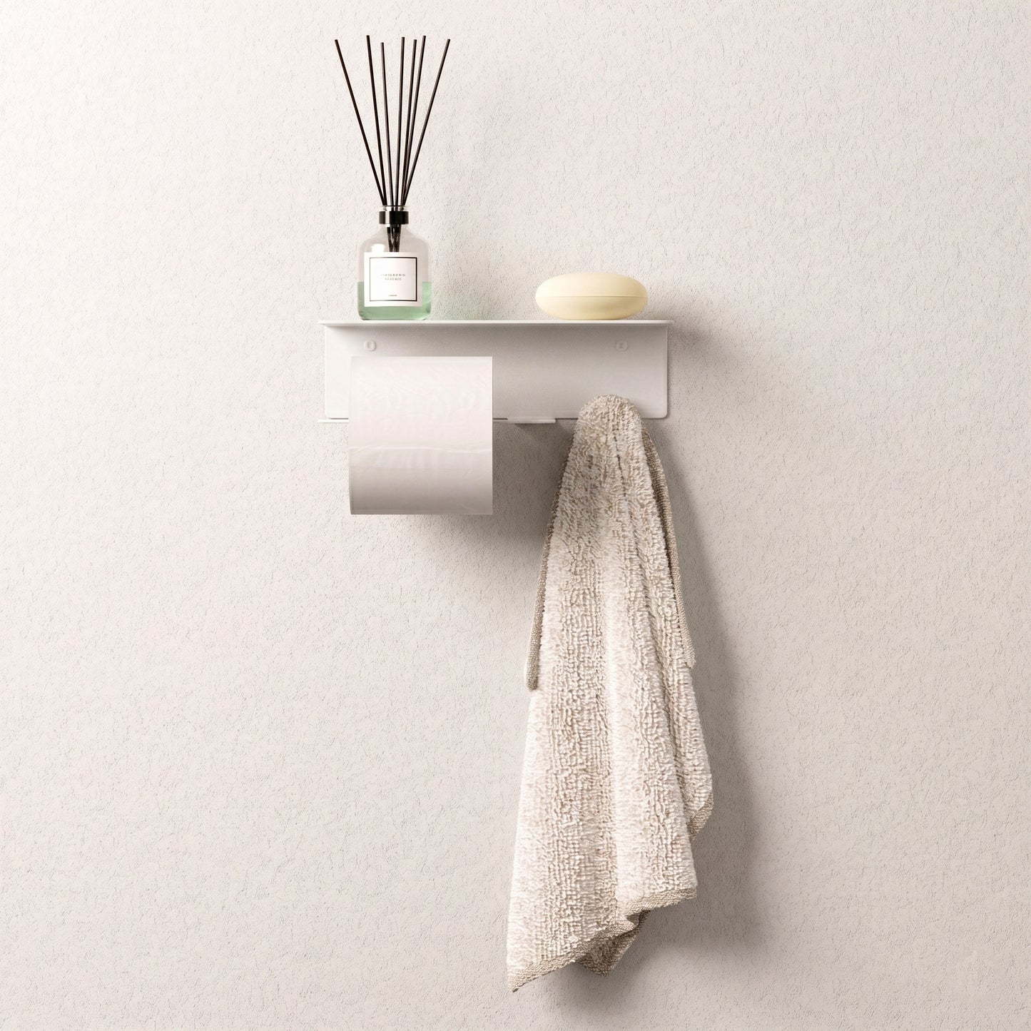 28 - Mensola porta rotolo con porta asciugamano