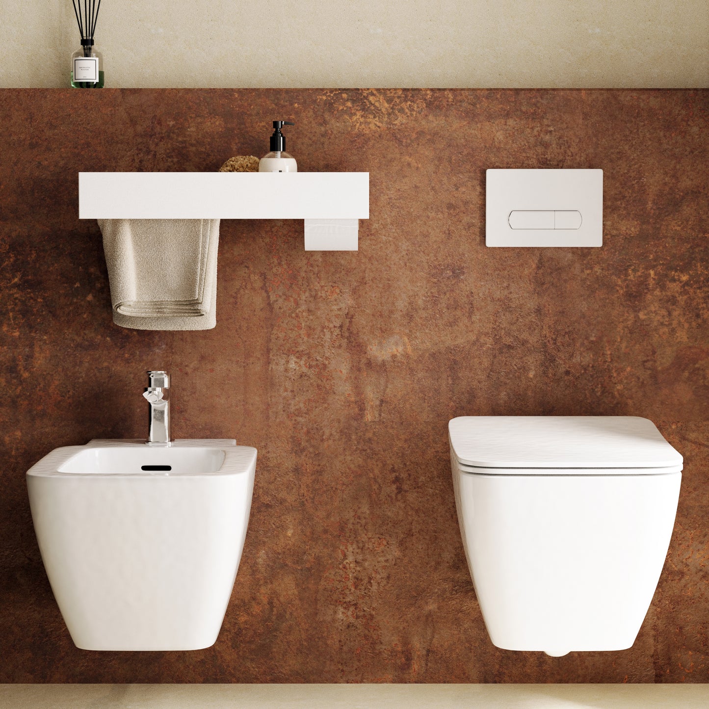 .10 -  Mensola porta asciugamani con porta carta igienica - Mesula