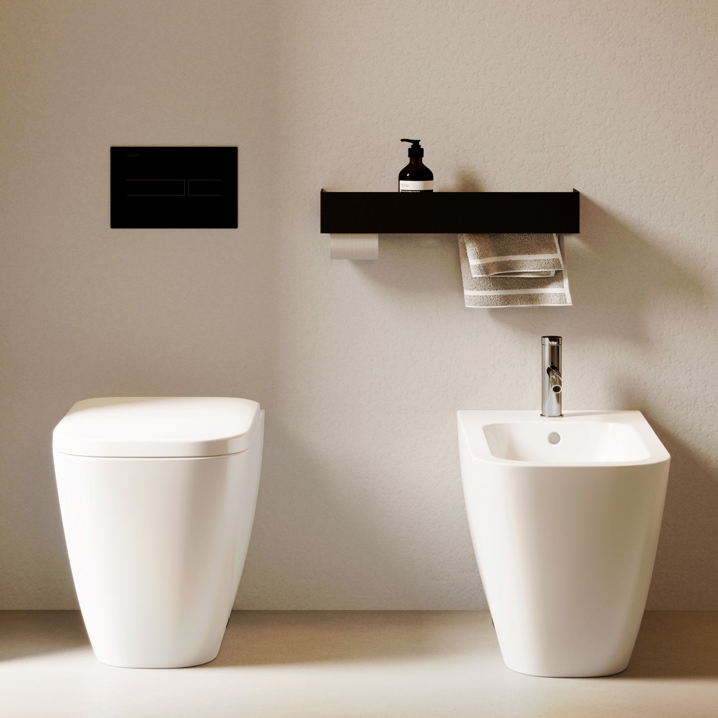 .10 -  Mensola porta asciugamani con porta carta igienica